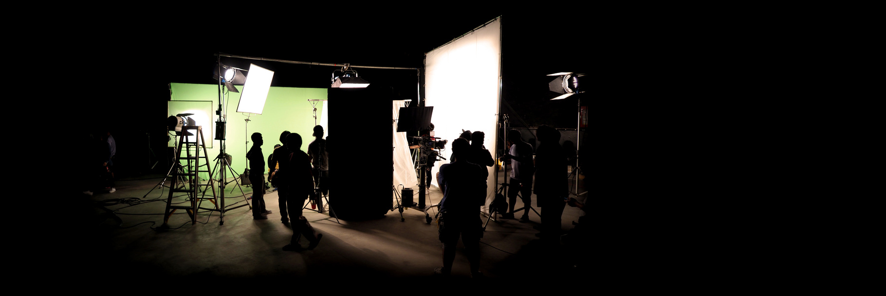 Silhouette of a Filming Production Studio Set